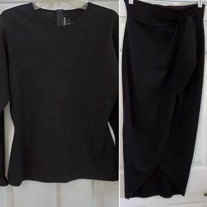 Adrianna Papell Black wool skirt suit Size Medium